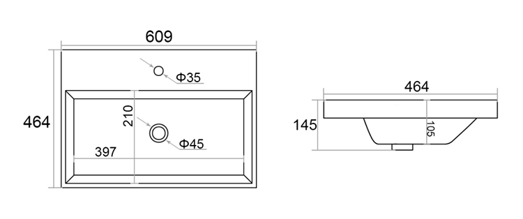 Atlas 600mm Matt Black 2-Door Vanity Unit with Gloss White Basin