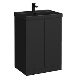 Atlas 600mm Matt Black 2-Door Vanity Unit with Matt Black Basin