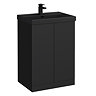 Atlas 600mm Matt Black 2-Door Vanity Unit with Matt Black Basin