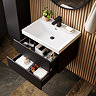 Atlas 600mm Matt Black 2-Drawer Wall Hung Vanity Unit with Gloss White Basin