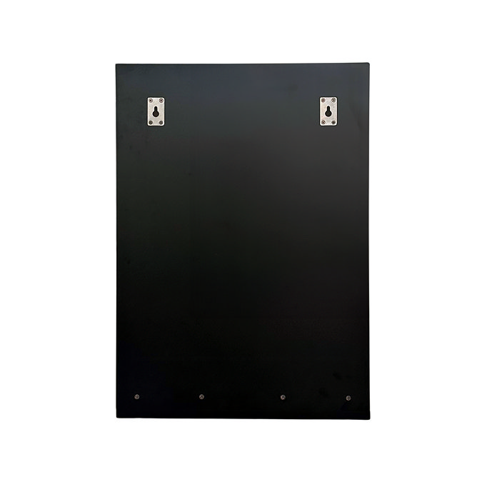 Atlas 700 x 500 Mirror with Shelf - Matt Black and Oak