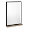 Atlas 700 x 500 Mirror with Shelf - Matt Black and Oak