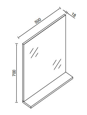 Atlas 700 x 500 Mirror with Shelf - Matt Black and Oak