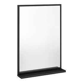 Atlas 700 x 500 Mirror with Shelf - Matt Black