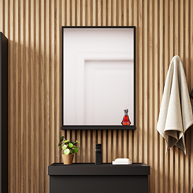 Atlas 700 x 500 Mirror with Shelf - Matt Black