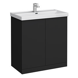 Atlas 800mm Matt Black 2-Door Vanity Unit with Gloss White Basin