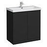 Atlas 800mm Matt Black 2-Door Vanity Unit with Gloss White Basin