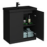 Atlas 800mm Matt Black 2-Door Vanity Unit with Matt Black Basin