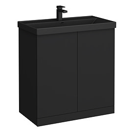 Atlas 800mm Matt Black 2-Door Vanity Unit with Matt Black Basin