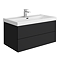 Atlas 800mm Matt Black 2-Drawer Wall Hung Vanity Unit with Gloss White Basin