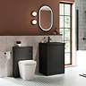 Atlas Matt Black 600mm Vanity & Back to Wall Toilet Suite - Matt Black Basin