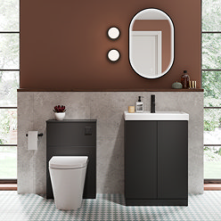 Atlas Matt Black 600mm Vanity & Back to Wall Toilet Suite