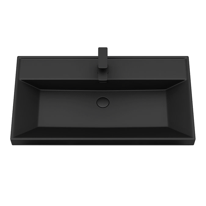 Atlas Matt Black 800mm Vanity & Back to Wall Toilet Suite - Matt Black Basin