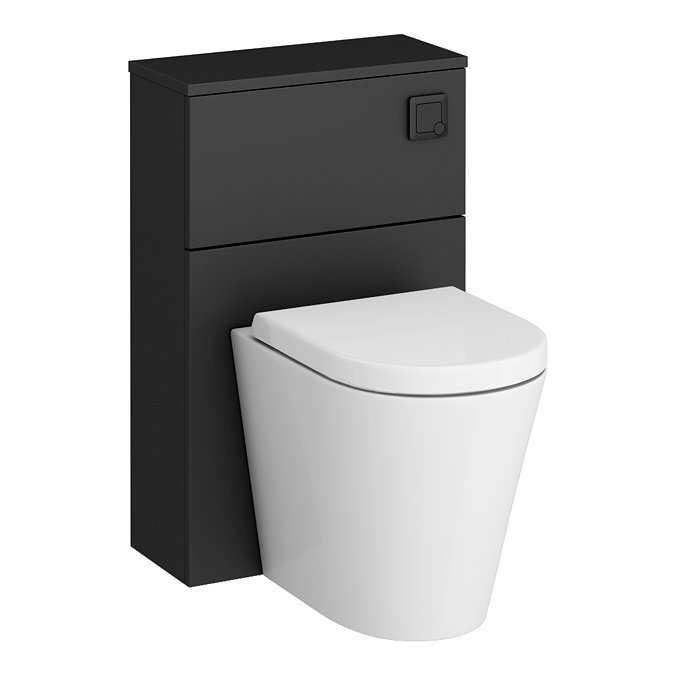 Atlas Matt Black 600mm Vanity & Back to Wall Toilet Suite - Matt Black Basin