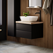 Atlas Matt Black and Oak Countertop Basin Unit - 500mm 2 Drawer with Gloss White Basin