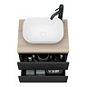 Atlas Matt Black and Oak Countertop Basin Unit - 600mm 2 Drawer with Gloss White Basin