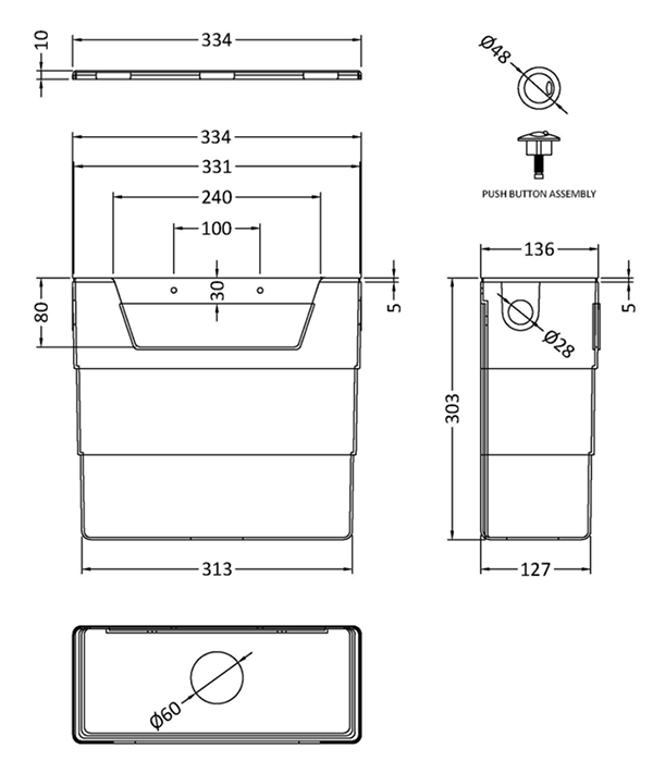 Atlas Matt Black and Oak WC Toilet Unit with Pan, Cistern & Matt Black Flush