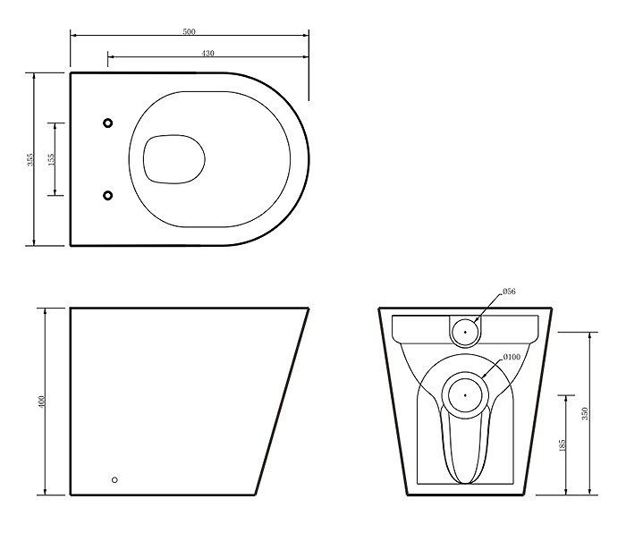 Atlas Matt Black and Oak WC Toilet Unit with Pan, Cistern & Matt Black Flush