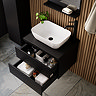 Atlas Matt Black Countertop Basin Unit - 600mm 2 Drawer with Gloss White Basin