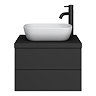 Atlas Matt Black Countertop Basin Unit - 600mm 2 Drawer with Gloss White Basin