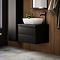 Atlas Matt Black Countertop Basin Unit - 600mm 2 Drawer with Gloss White Basin
