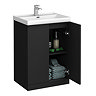 Atlas Matt Black L-Shaped Shower Bath Suite with 600mm Vanity & Toilet