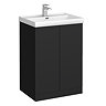 Atlas Matt Black L-Shaped Shower Bath Suite with 600mm Vanity & Toilet