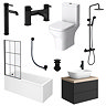 Atlas Matt Black & Oak Complete Modern Bathroom Package