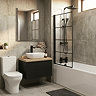 Atlas Square Matt Black & Oak Complete Modern Bathroom Package