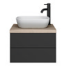 Atlas Square Matt Black & Oak Complete Modern Bathroom Package