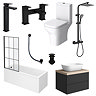 Atlas Square Matt Black & Oak Complete Modern Bathroom Package