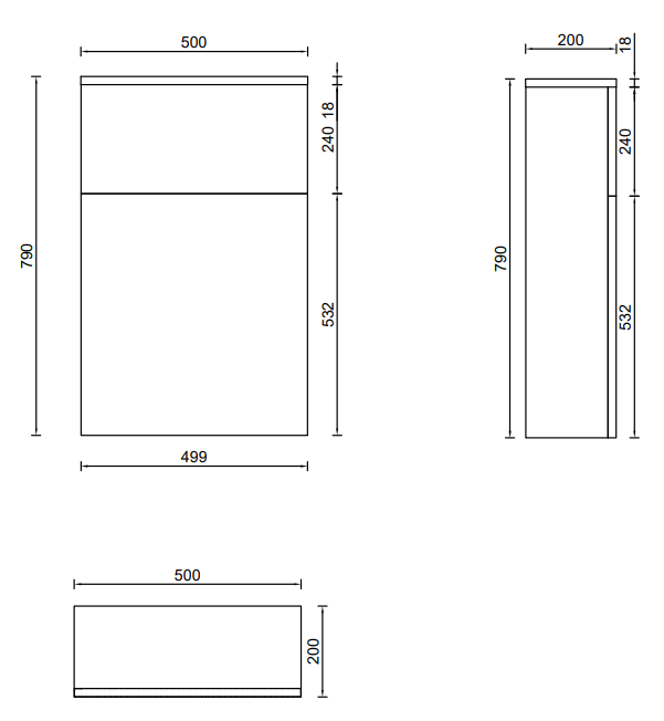 Atlas WC Unit Only - Matt Black and Oak