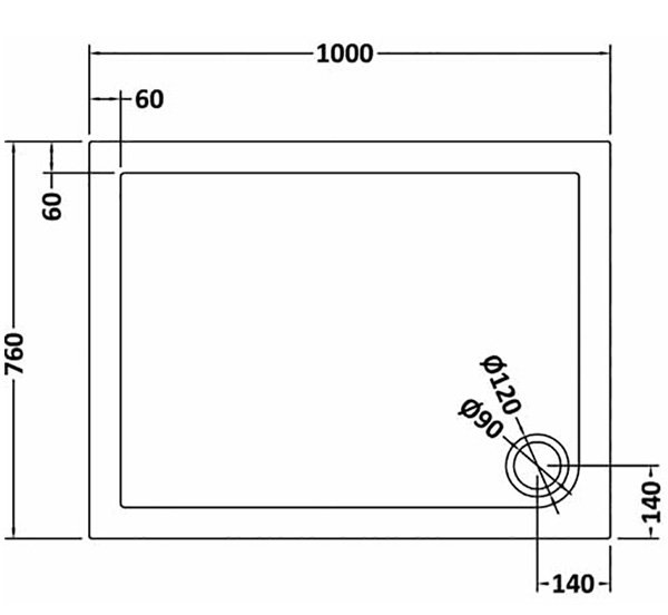 Aurora 1000 x 760mm Anti-Slip Stone Rectangular Shower Tray