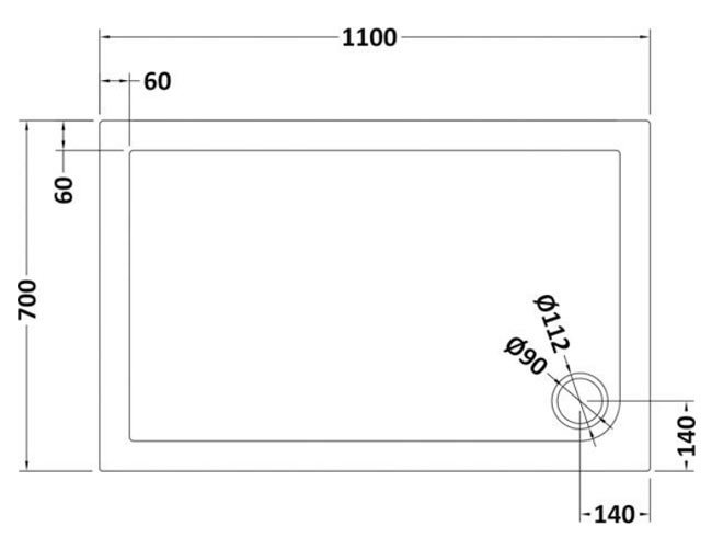Aurora 1100 x 700mm Anti-Slip Stone Rectangular Shower Tray