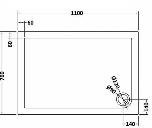 Aurora 1100 x 760mm Anti-Slip Stone Rectangular Shower Tray