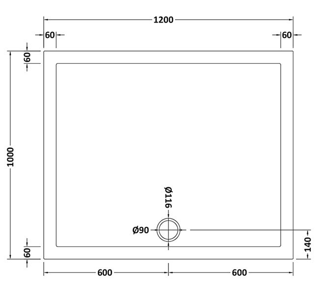 Aurora 1200 x 1000mm Anti-Slip Stone Rectangular Shower Tray