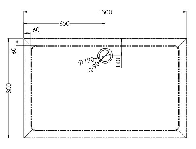 Aurora 1300 x 800mm Anti-Slip Stone Rectangular Shower Tray