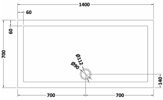 Aurora 1400 x 700mm Anti-Slip Stone Rectangular Shower Tray