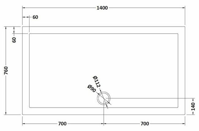 Aurora 1400 x 760mm Anti-Slip Stone Rectangular Shower Tray