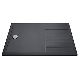 Aurora 1400 x 800 Slate Effect Walk In Shower Tray With Drying Area Large Image