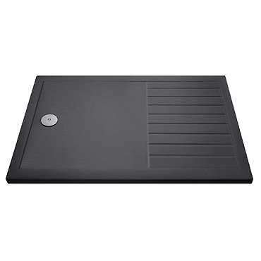 Aurora 1400 x 800 Slate Effect Walk In Shower Tray With Drying Area  Profile Large Image