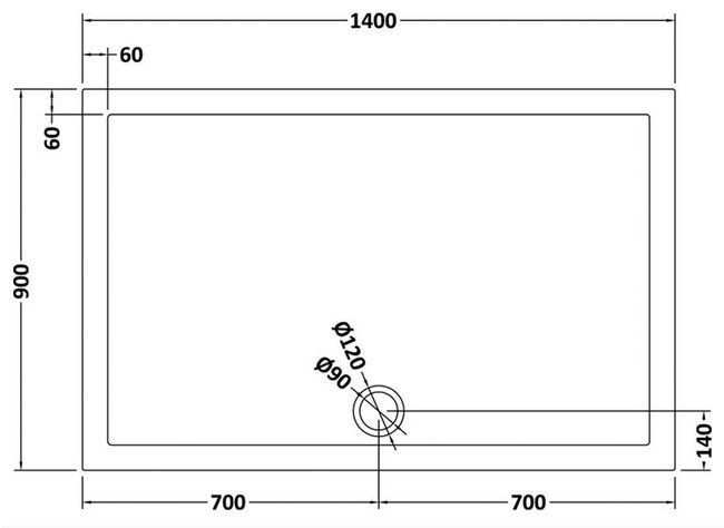 Aurora 1400 x 900mm Anti-Slip Stone Rectangular Shower Tray