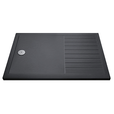 Aurora 1400 x 900 Slate Effect Walk In Shower Tray With Drying Area  Profile Large Image
