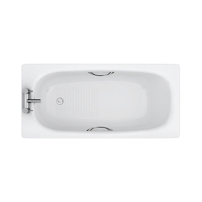 Aurora 1500 x 700mm 2TH Steel Enamel Bath with Grips + Anti Slip  Profile Large Image