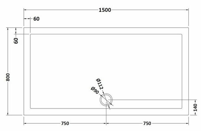 Aurora 1500 x 800mm Anti-Slip Stone Rectangular Shower Tray