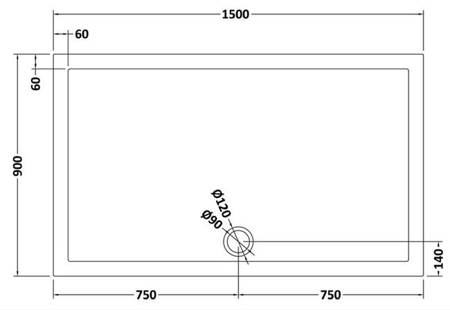 Aurora 1500 x 900mm Anti-Slip Stone Rectangular Shower Tray