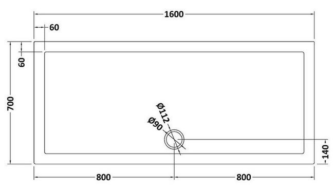 Aurora 1600 x 700mm Anti-Slip Stone Rectangular Shower Tray