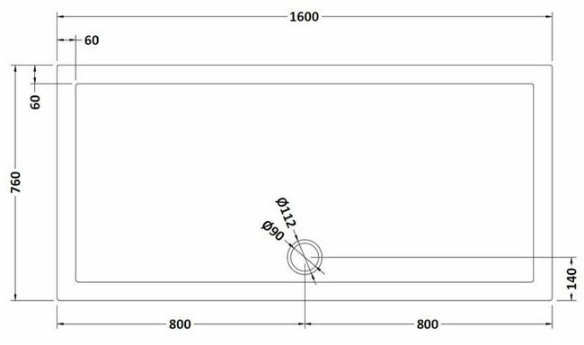 Aurora 1600 x 760mm Anti-Slip Stone Rectangular Shower Tray