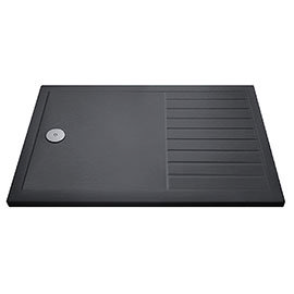 Aurora 1600 x 800 Slate Effect Walk In Shower Tray With Drying Area Medium Image