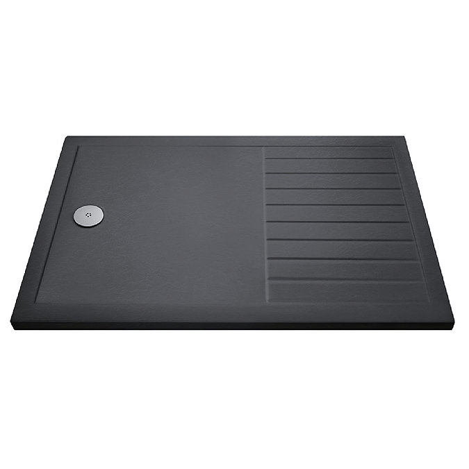 Aurora 1600 x 800 Slate Effect Walk In Shower Tray With Drying Area Large Image